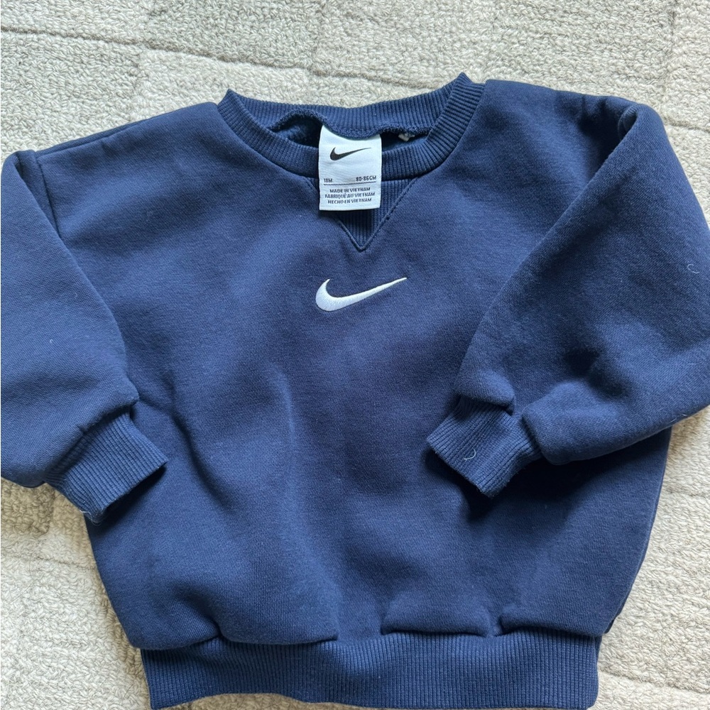 Nike Kids Navy Sweatshirt with White Swoosh
